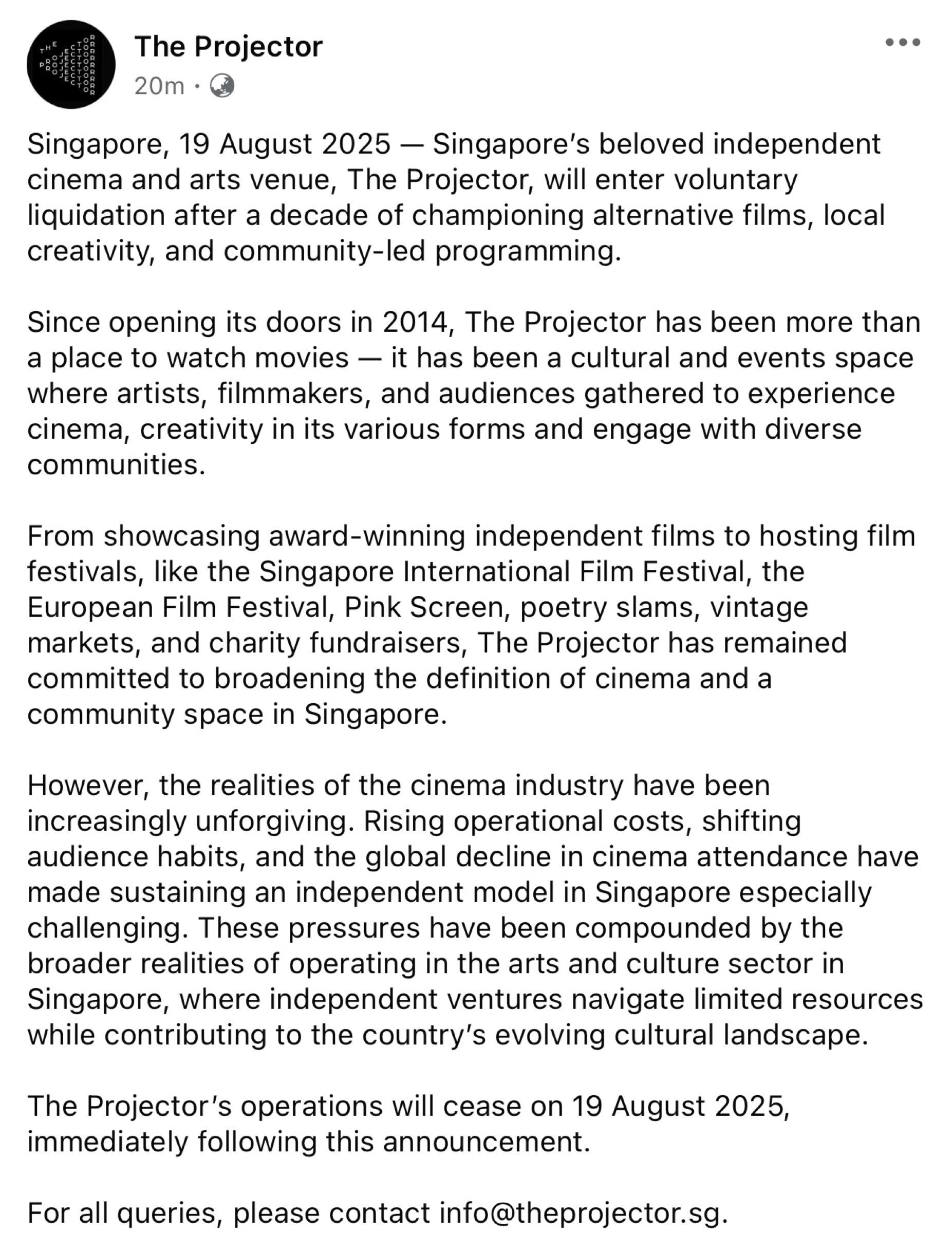 THE PROJECTOR: THE END OF AN ERA