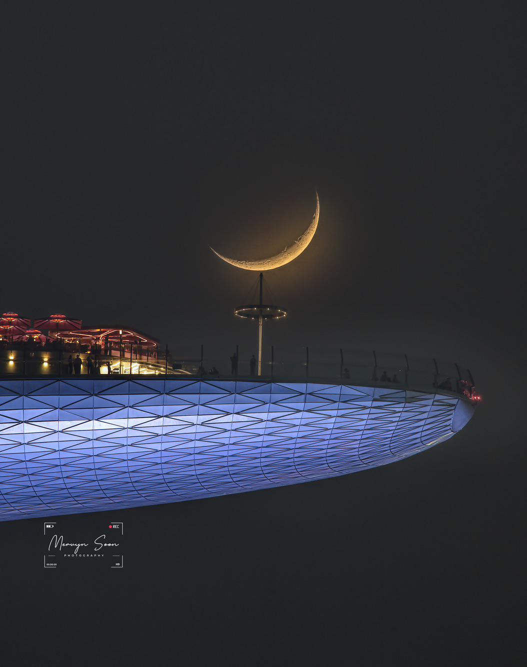 Perfectly Balanced Crescent Moon On MBS Tower